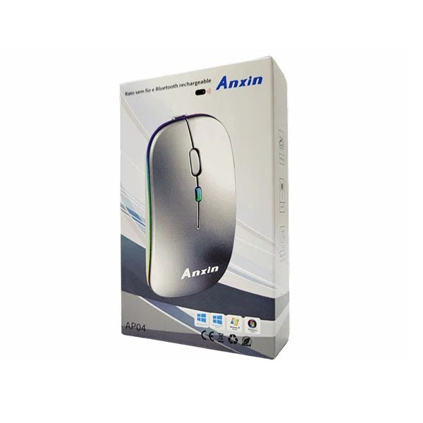 Anxin Rechargeable Wireless Bluetooth Mouse – 2.4G USB Mouse for Laptop, PC, Tablet, and Mobile Devices (Android & iOS Compatible)(Original China )